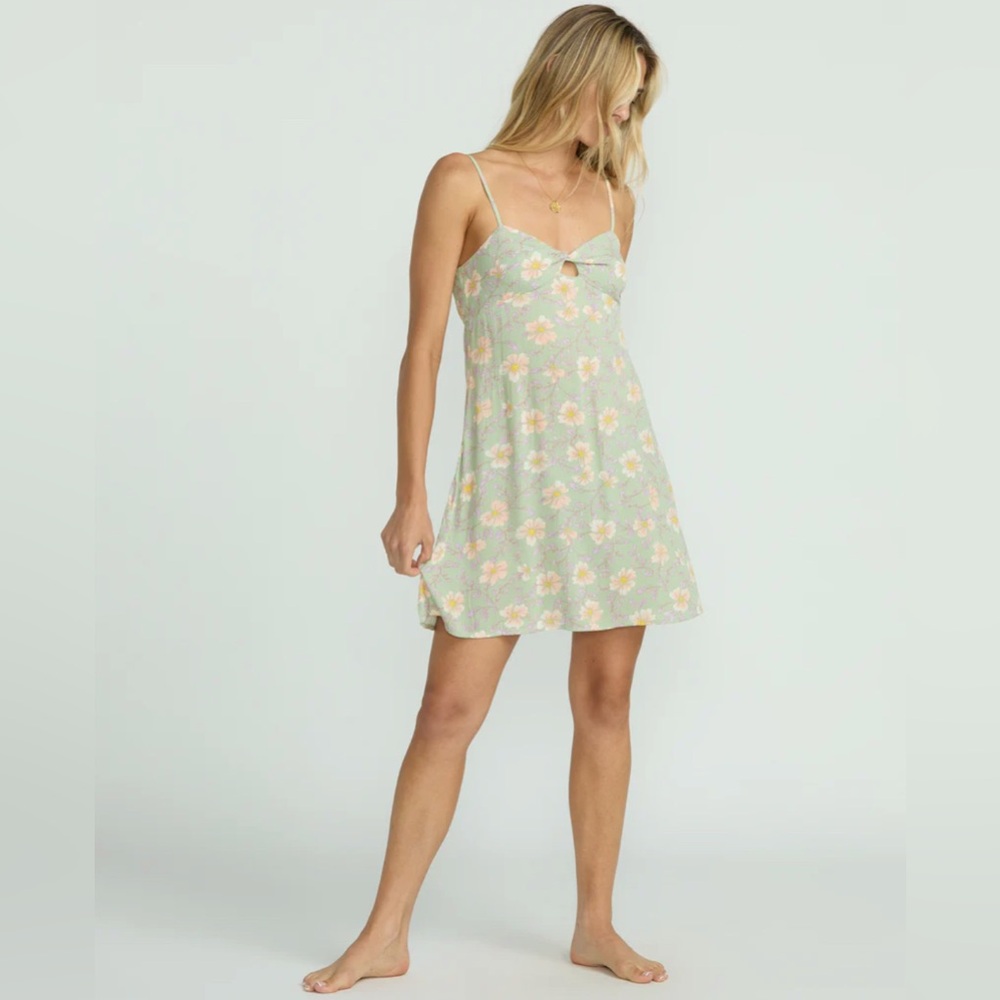 BILLABONG Last Sunset Mini Dress in Pistachio